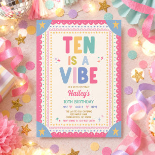Convite Ten Is A Vibe Festa de Aniversário de 10 Anos Capr