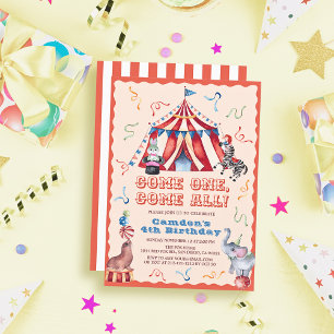 Convite Tenda de Circo de Carnaval Animais Aniversário de