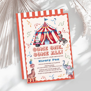 Convite Tenda de Circo de Carnaval Animais Chá de Bebê