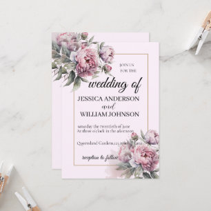 Convite Tendência Moderna Dedo Dusty Rosa Blush Weeding