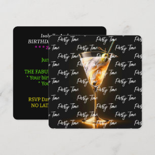 Convite Tendência Neon de Hora do Partido Personalizada