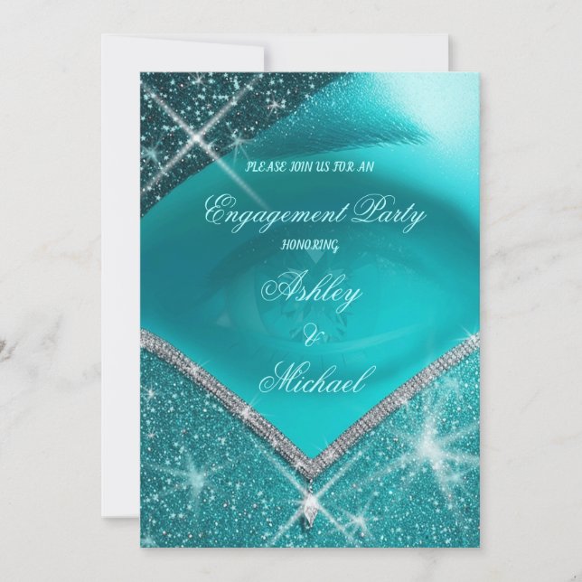 Convite Tendy EyE turquesa verde sofisticado luxo (Frente)