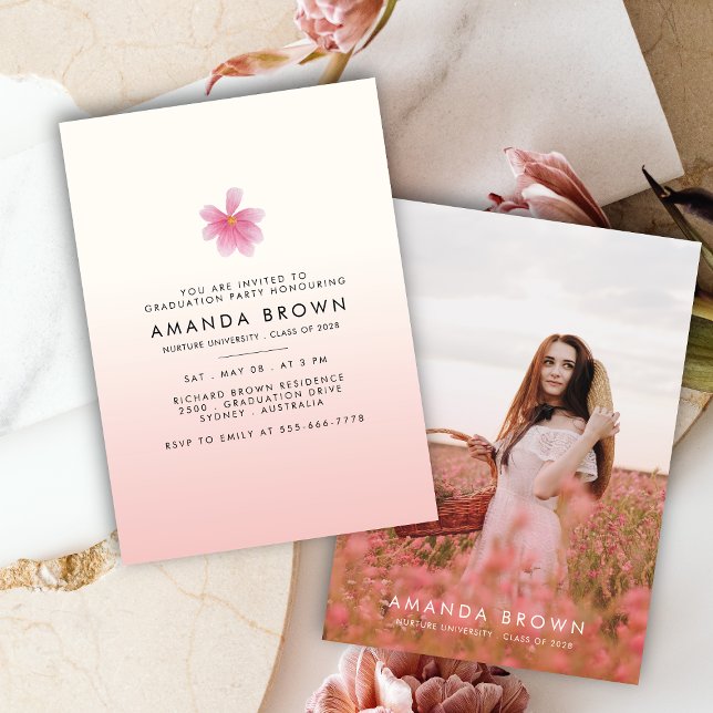 Convite Tendy Festa de formatura 2025 Elegant Floral (Criador carregado)