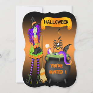 Convite Tendy Halloween Witch Cauldron - Estilo Invi