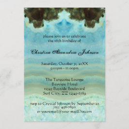 Convite Tendy Modern Aqua Blue Crystal Sweet 16