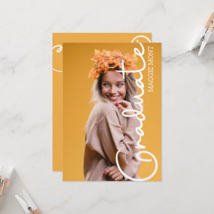 Convite Tendy Modern Simple Script Photo Graduation Invit