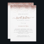 Convite Tendy Rosa Dourado Glitter Script Sweet 16<br><div class="desc">Tendy Rosa Glitter Script Dourado Sweet 16. Disponível digitalmente e impresso. Uma borda de ouro rosa em cada lado, e 16 doces está em um roteiro de escrita manual. Personalize facilmente o texto para seus próprios detalhes. Você também pode alterar as cores do texto e do plano de fundo por...</div>