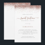 Convite Tendy Rosa Dourado Glitter Script Sweet 16<br><div class="desc">Tendy Rosa Glitter Script Dourado Sweet 16. Disponível digitalmente e impresso. Uma borda de ouro rosa em cada lado, e 16 doces está em um roteiro de escrita manual. Personalize facilmente o texto para seus próprios detalhes. Você também pode alterar as cores do texto e do plano de fundo por...</div>