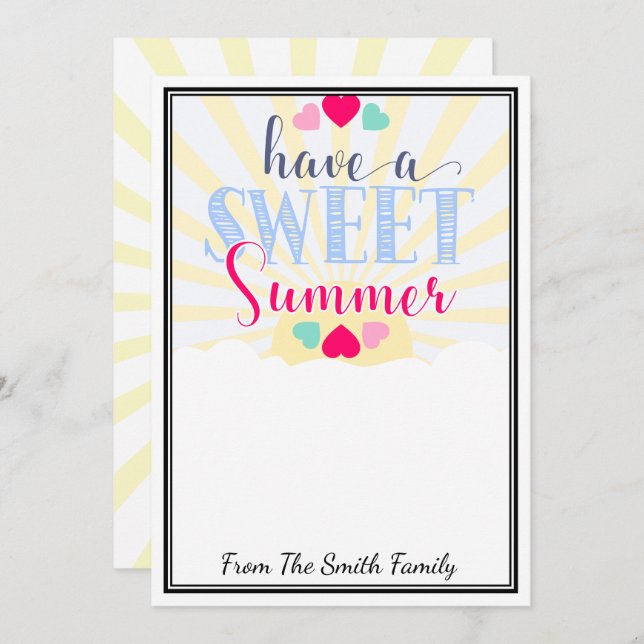 Convite tenha um doce doador de verão, dinheiro do CARD HO (Frente/Verso)