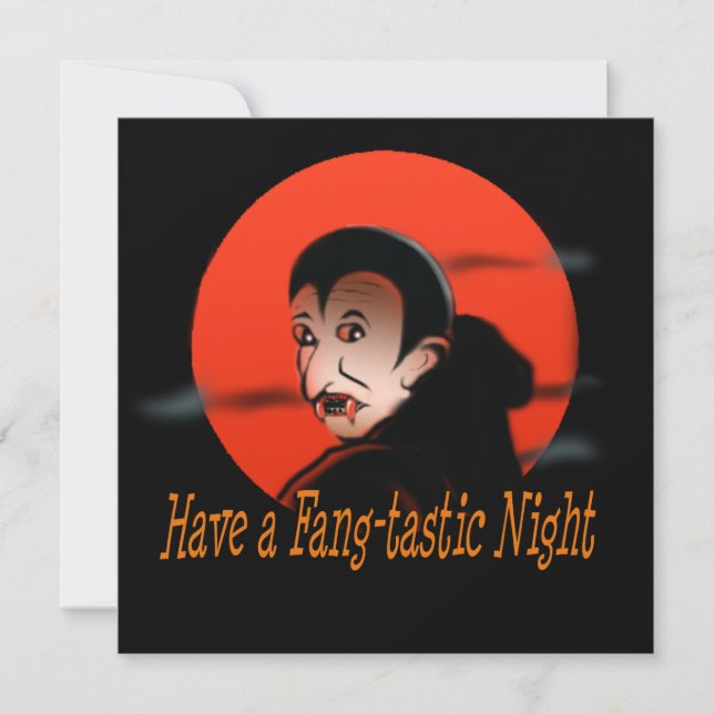 Convite Tenha um Halloween Fang-Tastic (Frente)