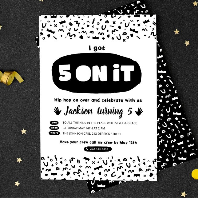 Convite Tenho 5, 90 anos de Hip Hop Aniversário Rap (Criador carregado)