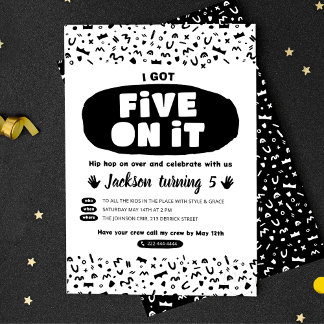 Convite Tenho 5, 90 anos na antiga escola de aniversário d