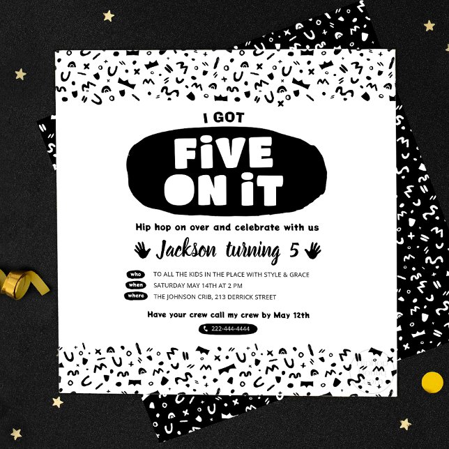 Convite Tenho 5, 90 anos na antiga escola de aniversário d (Criador carregado)