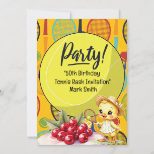 Convite Tênis 50º Aniversário com Nome em Racket Themed