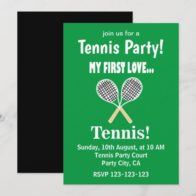 Convite Tênis Esportes Festa de Tênis (Frente/Verso)