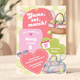 Convite Ténis Feminino Rosa e Verde Préppy