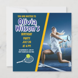 Convite Tênis Festa de aniversário, Tênis Player Girl Invi