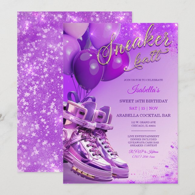 Convite Tênis Personalizado Tema Personalizado (Frente/Verso)