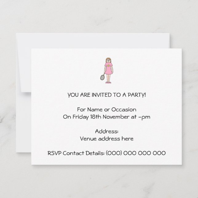 Convite Tênis Player Girl. (Frente)