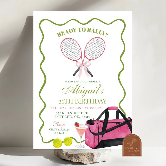 Convite Tênis Rally E Margaritas Adultos Aniversário (Criador carregado)
