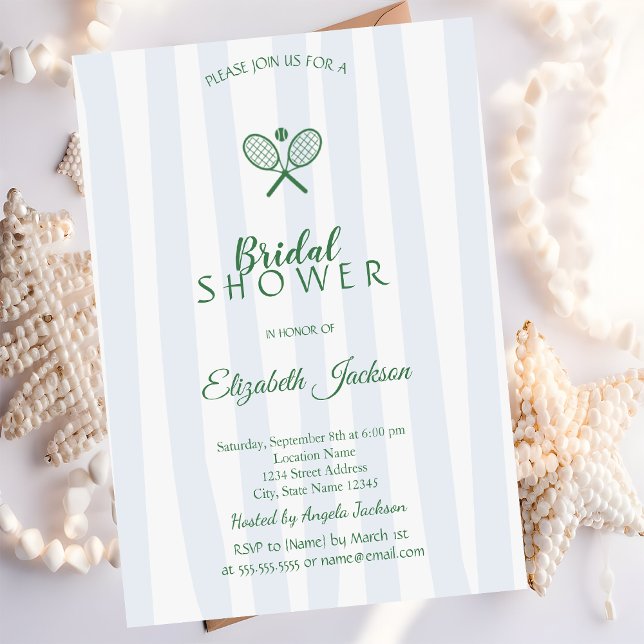 Convite Tênis Verde Rackets Azul Chá de panela Strike (Criador carregado)