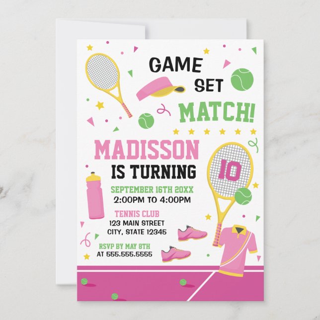 Convite TENNIS Birthday girl Invitation (Frente)
