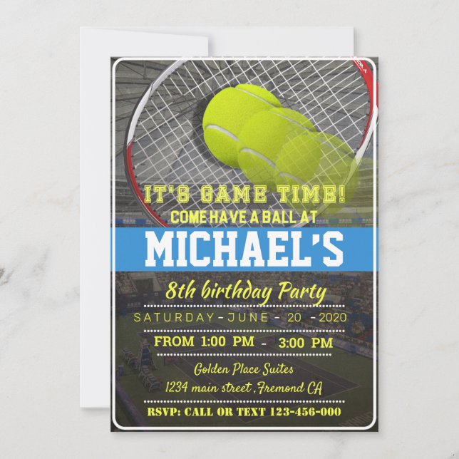 Convite Tennis Birthday Invitation (Frente)