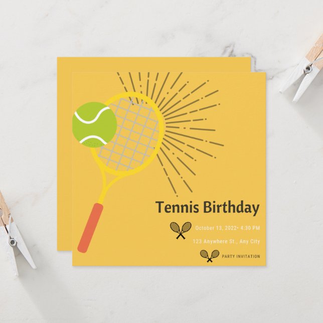 Convite Tennis Party Invitation For Birthdays Or BBQ (Frente/Verso In Situ)