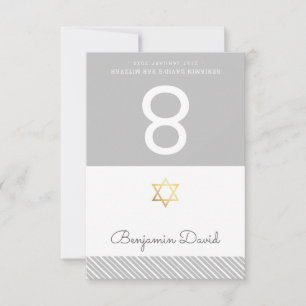Convite TENT PLACE CARDS Bar Mitzvah estrela de cinza Davi
