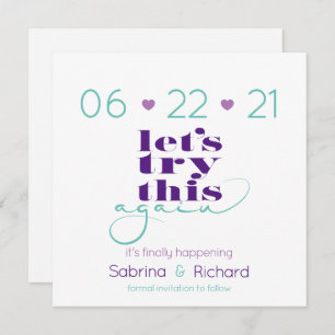 Convite Tente novamente Lilac EggPlant Teal Salvar a Data