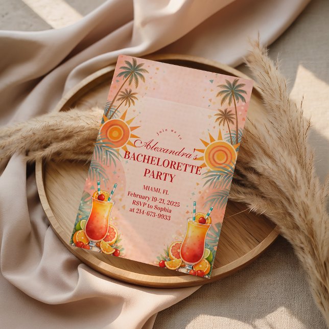 Convite Tequila Sunrise Sunset Cocktail Bachelorette Party (Criador carregado)