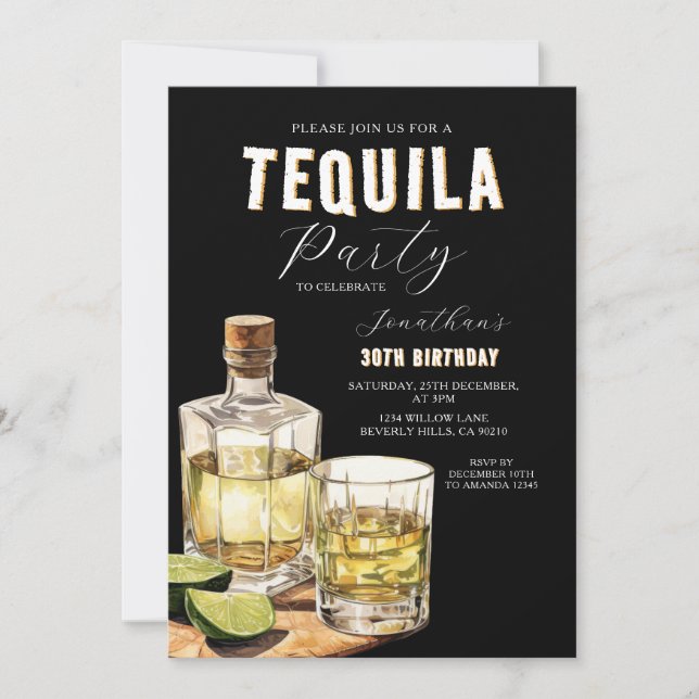 Convite Tequila Tasting Adult Birthday Surprise Party (Frente)