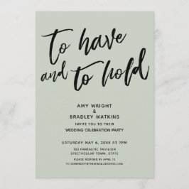 Convite Ter e Manter Simples Recepção de Casamento Sage