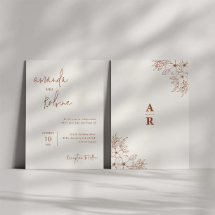 Convite Teracota Simples Casamento Elegante Moderno Quente