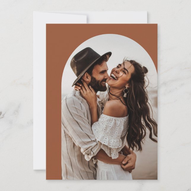 Convite Teracotta Casamento | Boho Photo Wedding (Frente)