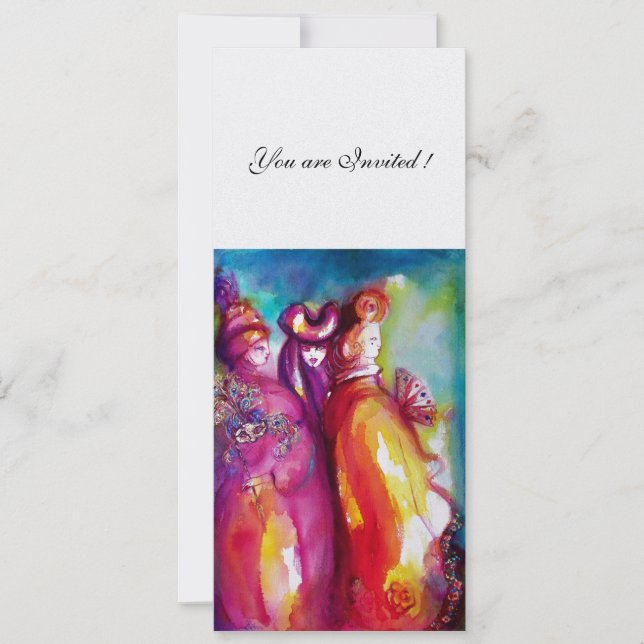 Convite TERCEIRA MÁSCARA festa de máscaras ,ouro vermelho  (Frente)