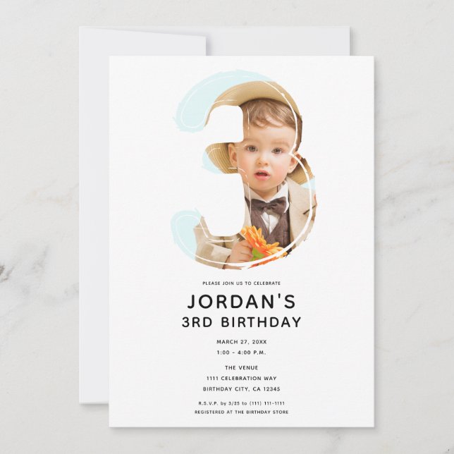 Convite Terceiro aniversário de 3 anos de Foto do Grande N (Frente)