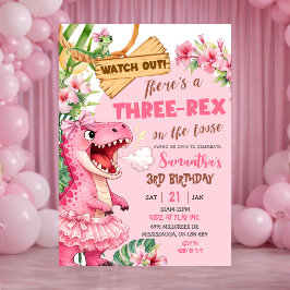 Convite Terceiro Aniversário do Pink Three Rex On The Loos