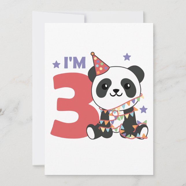 Convite Terceiro Aniversário Panda Para Crianças 3 Anos Co (Frente)