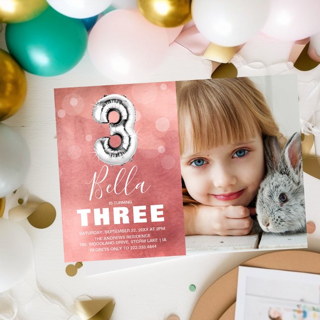 Convite Terceiro Balão de Prata de Aniversário | Festa de  (Criador carregado)