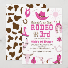Convite Terceiro Rodeio Cowgirl Western Aniversário de 3 a