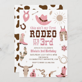 Convite Terceiro Rodeo - aniversário de 3 anos da Cowgirl 