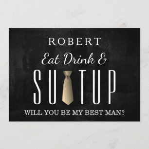 Convite Terno-acima preto do quadro você será meu padrinho