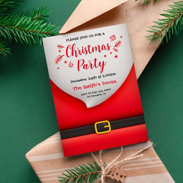 Convite terno de Papai Noel de desenho animado com fivela  (Criador carregado)