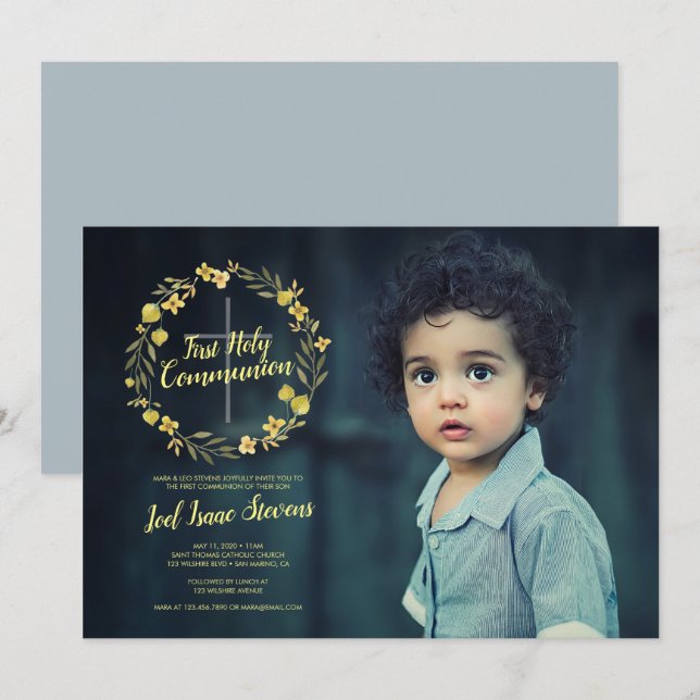 Convite Terra Amarela Primeira Santa Comunhão (Frente/Verso)