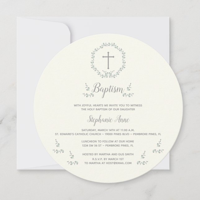 Convite Terra Azul e Verde Folha do Batismo (Frente)