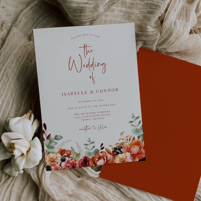 Convite Terra Cotta Fall Floral Wedding (Criador carregado)