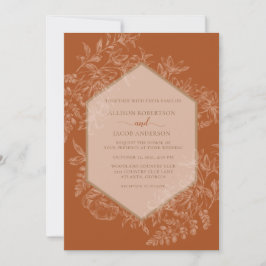 Convite Terra Cotta Geométrico Floral Wedding