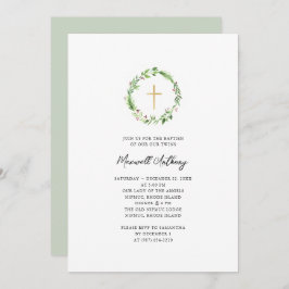 Convite Terra das Aquarelas e Dourado batismo cruzado