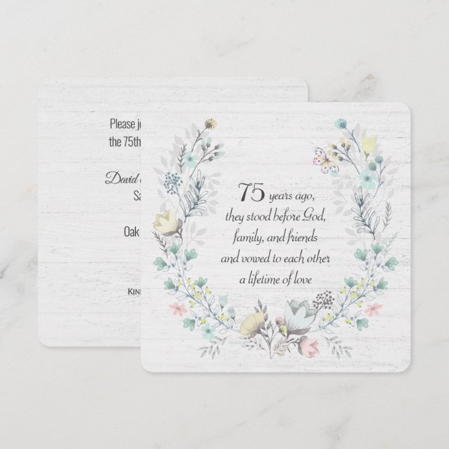 Convite Terra do 75.º Aniversário sobre Madeira (Frente/Verso)